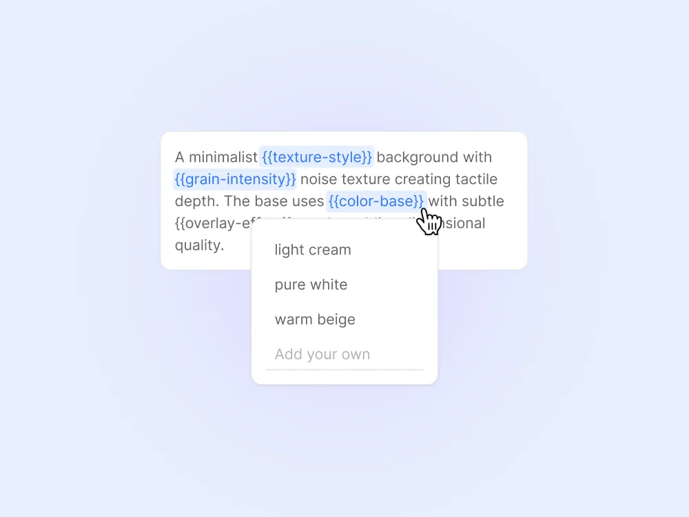 Customize with variants and variables